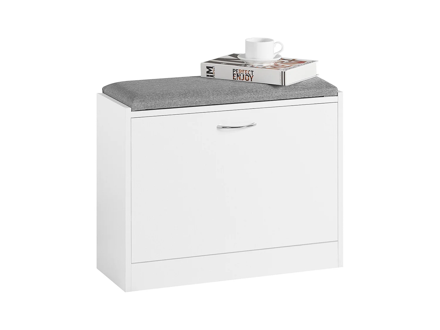 Banc Armoire à Chaussures 1 abattant avec Coussin Meuble d’entrée, FSR16-K-W