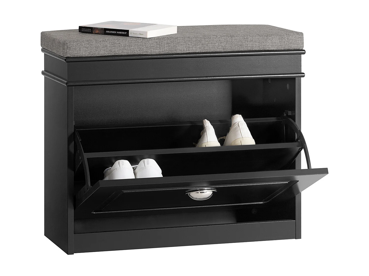 SoBuy FSR82-K-SCH Schoenbank Schoenenkast met gecapitonneerde zitting en bekleding Schoenbank