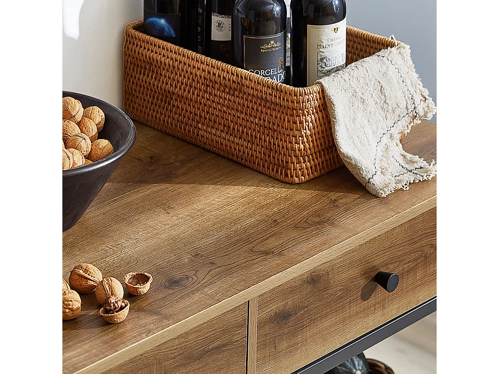 SoBuy FKW112-PF Keukentrolley Op Wieltjes - Multifunctionelle trolley â€“ Serveerwagen - Keukenkast met 2 Lades en 2 Planken - IndustriÃ«le Stijl