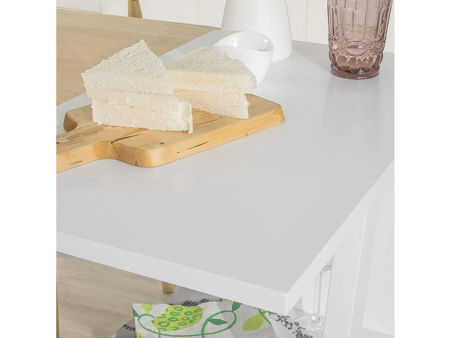 SoBuy FKW77-W Keukentrolley - Wielen - Serveerwagen - Keukenkar modern - Wit 60x77x38cm