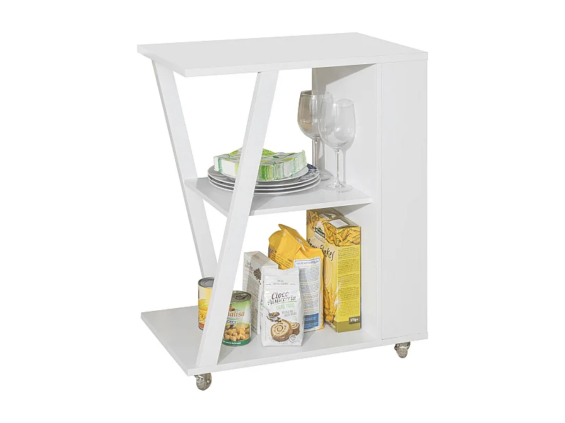 Carrito de Servicio,Camarera con Ruedas,con 2 estantes y 2 baldas, 60 x 38 x 77 cm FKW77-W SoBuy ES