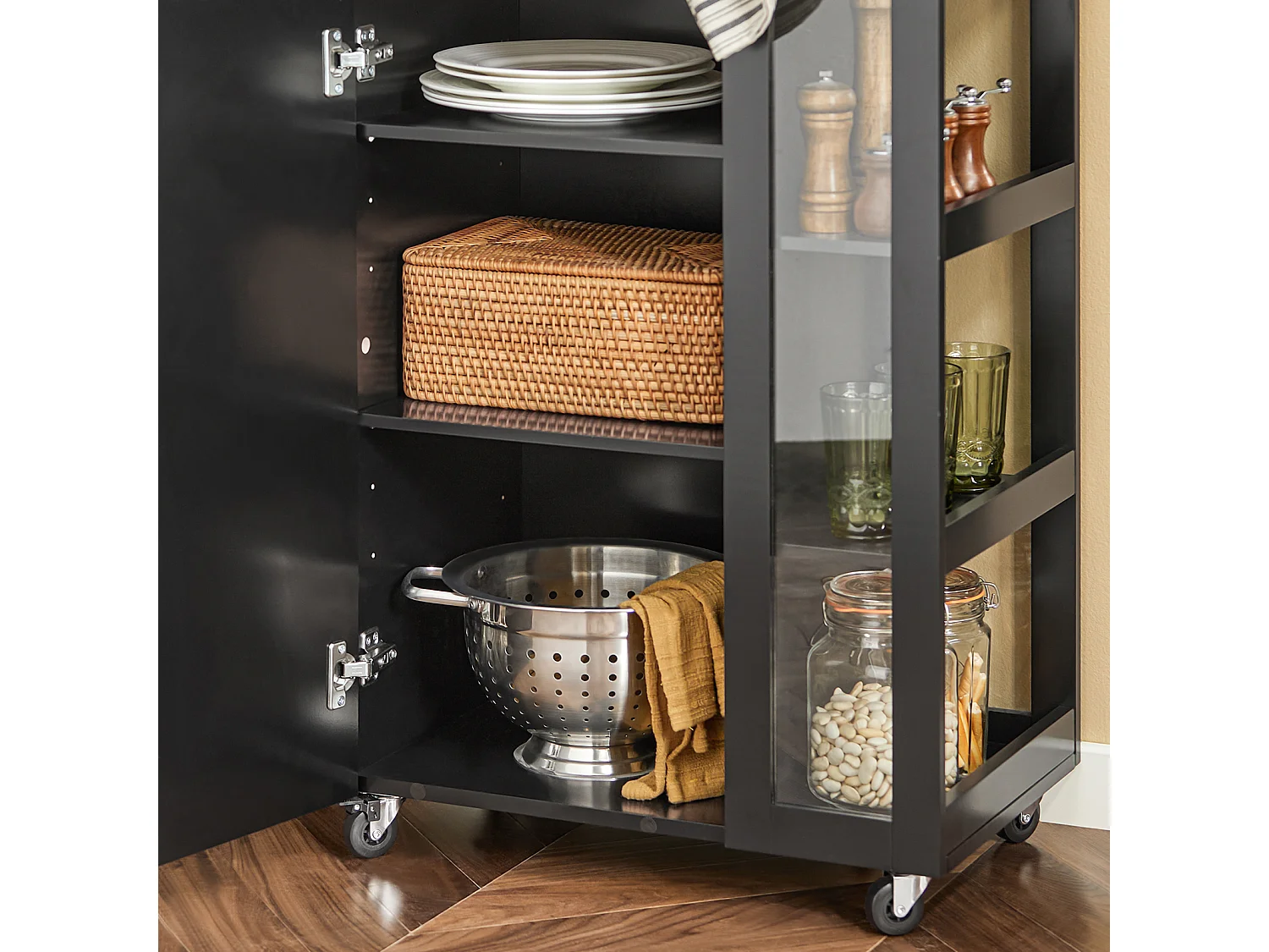 SoBuy armário de cozinha, carrinho de cozinha, carrinho de cozinha com rodas FKW75-SCH