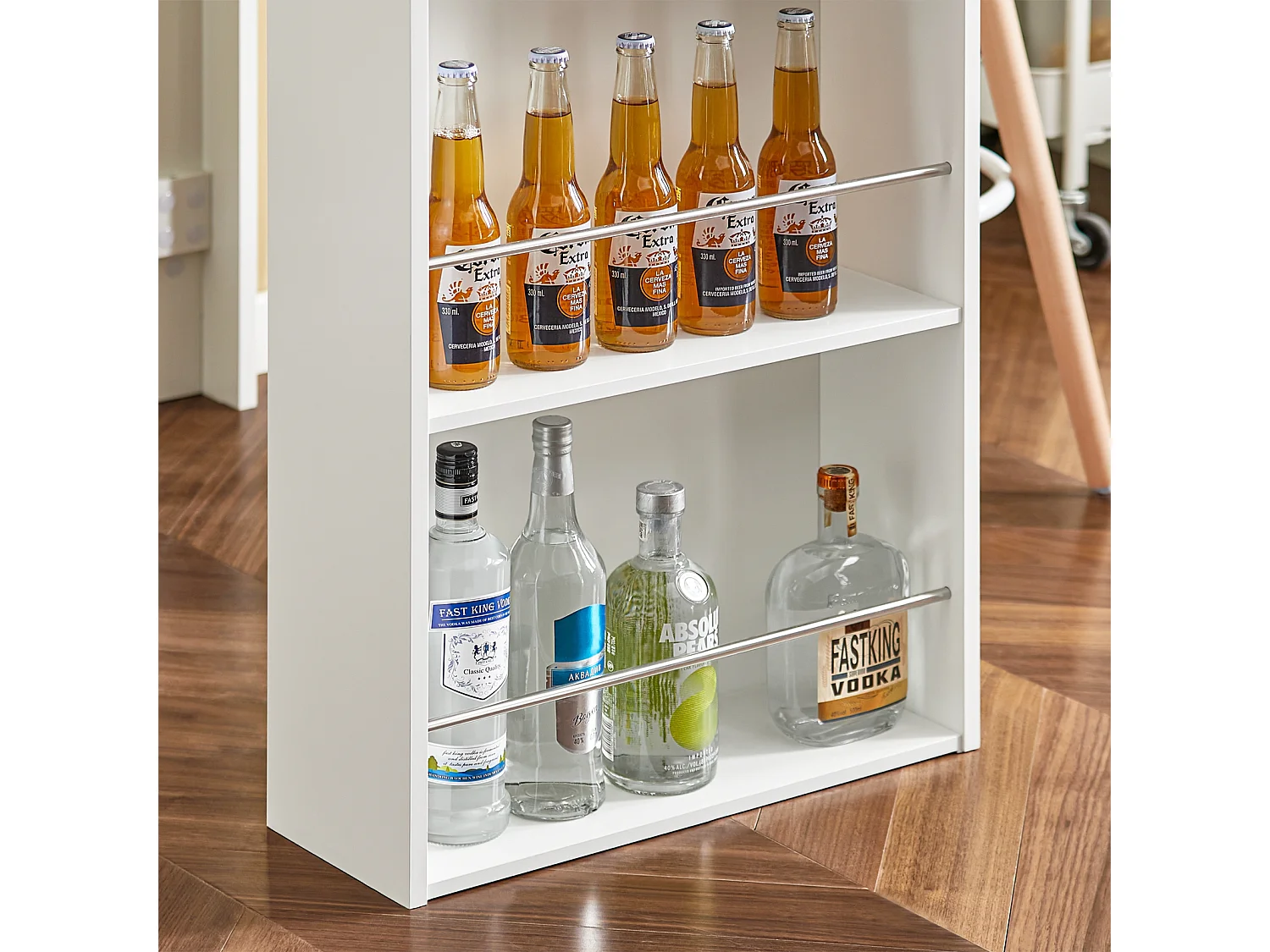 SoBuy FWT17-W Bar tafel Keukentafel Bartafel met 3 Vakken - Wit