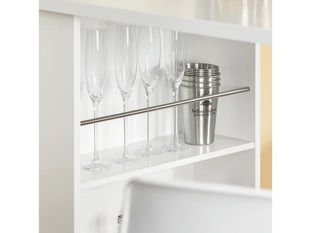 SoBuy FWT17-W Bar tafel Keukentafel Bartafel met 3 Vakken - Wit