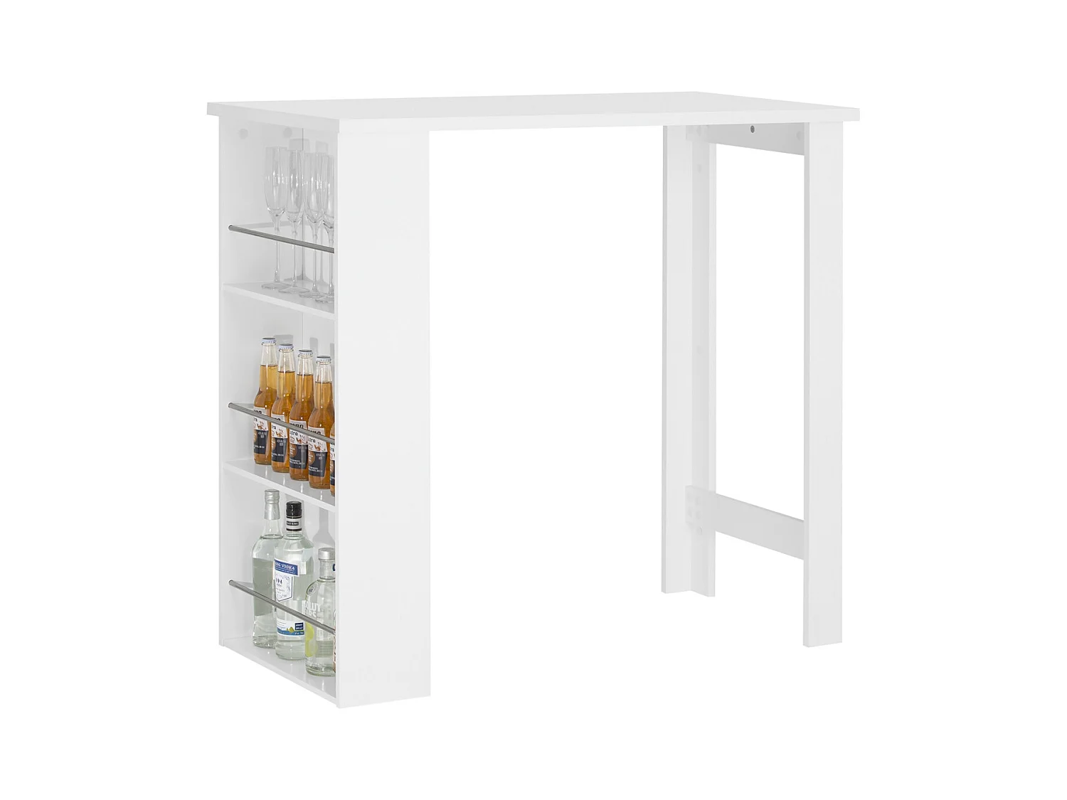 Table Haute De Bar Mange-debout Cuisine Avec Rangements, Blanc, Fwt17-w
