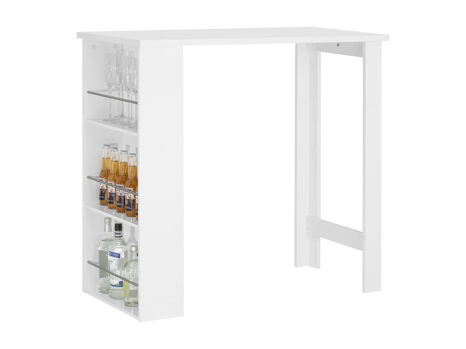 Table Haute De Bar Mange-debout Cuisine Avec Rangements, Blanc, Fwt17-w