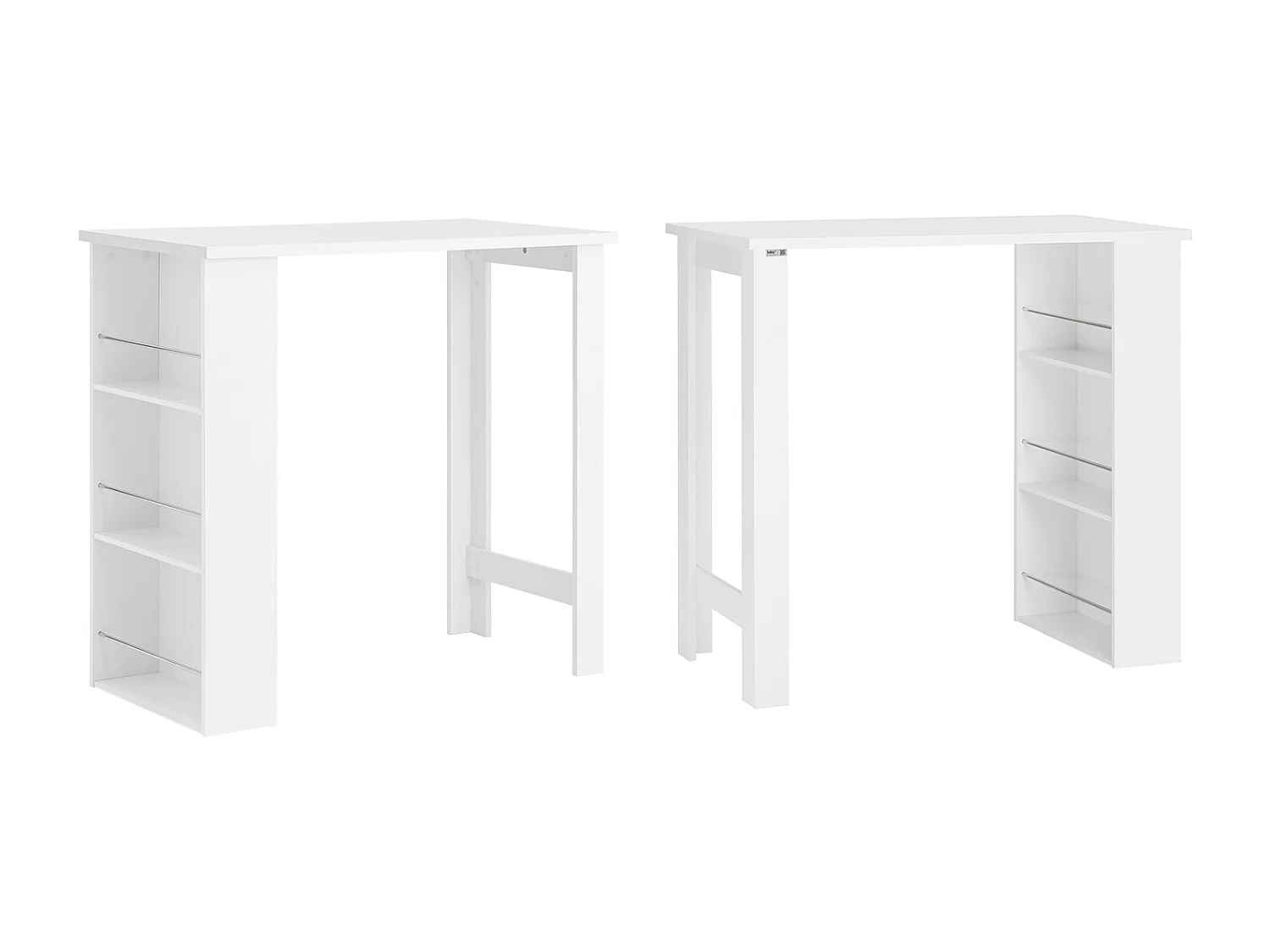 Table Haute De Bar Mange-debout Cuisine Avec Rangements, Blanc, Fwt17-w