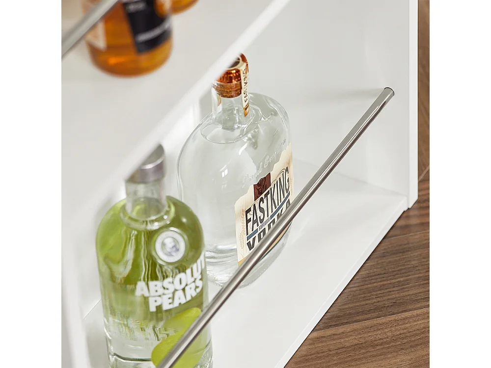 Table Haute De Bar Mange-debout Cuisine Avec Rangements, Blanc, Fwt17-w