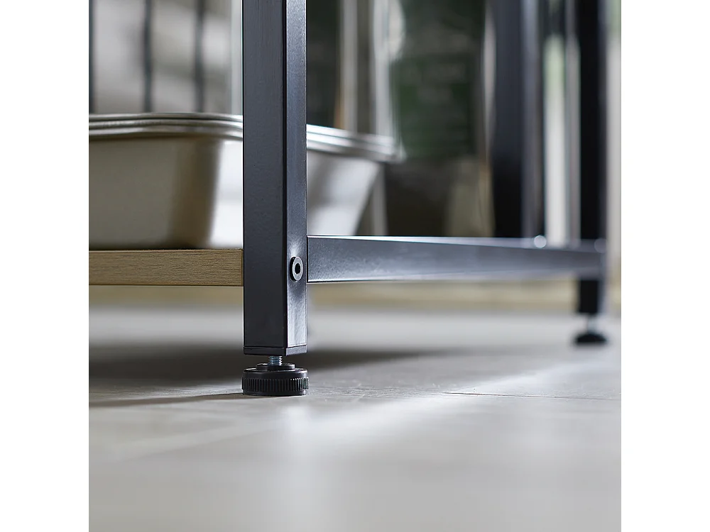 Mesa Alta de Bar Mesa alta de comedor Mesa de bistró con 3 estantes para bar Estructura de Metal, L115 x P50 x H107 cm FWT84-PF SoBuy ES