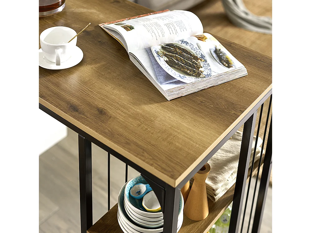 Mesa Alta de Bar Mesa alta de comedor Mesa de bistró con 3 estantes para bar Estructura de Metal, L115 x P50 x H107 cm FWT84-PF SoBuy ES