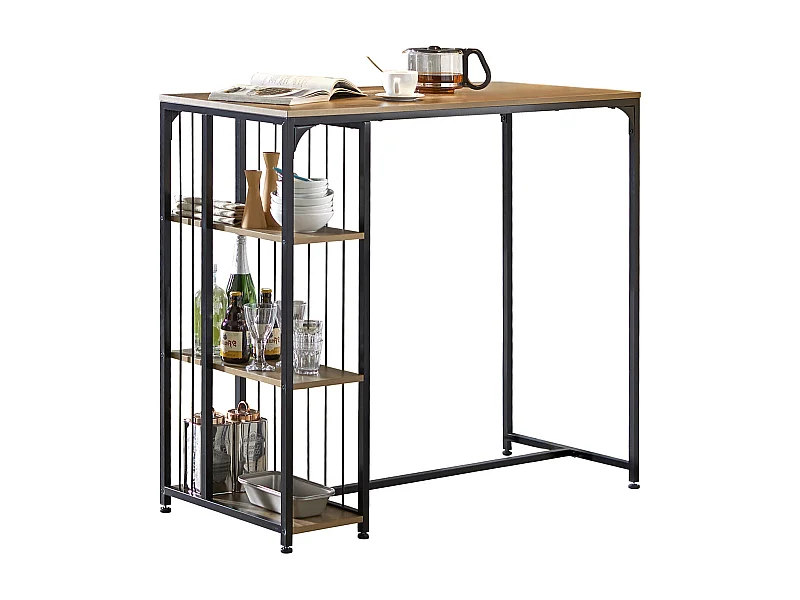 Mesa Alta de Bar Mesa alta de comedor Mesa de bistró con 3 estantes para bar Estructura de Metal, L115 x P50 x H107 cm FWT84-PF SoBuy ES