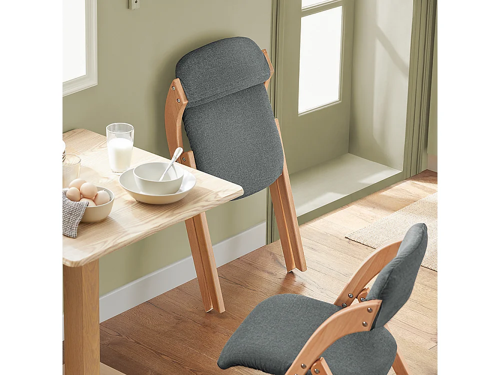 SoBuy Sedia Pieghevole Sedia da cucina con sedile e schienale imbottiti Sedia da scrivania in faggio grigio scuro FST92-SG
