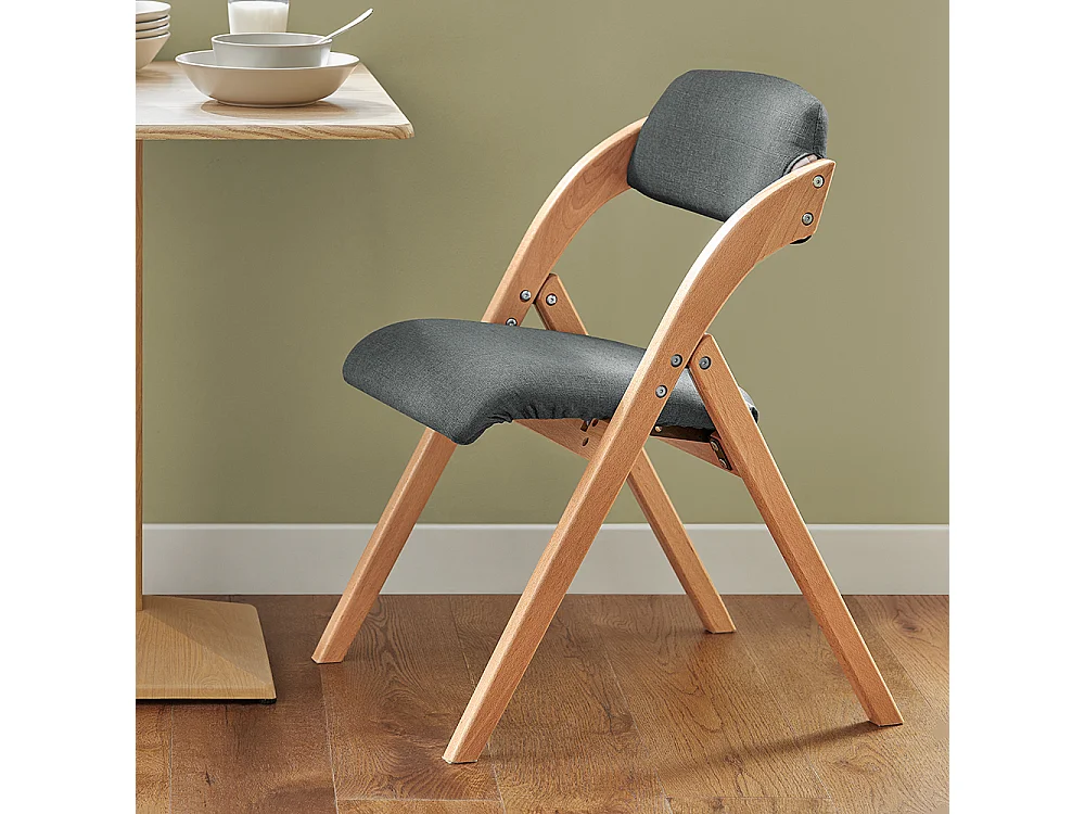 SoBuy Sedia Pieghevole Sedia da cucina con sedile e schienale imbottiti Sedia da scrivania in faggio grigio scuro FST92-SG