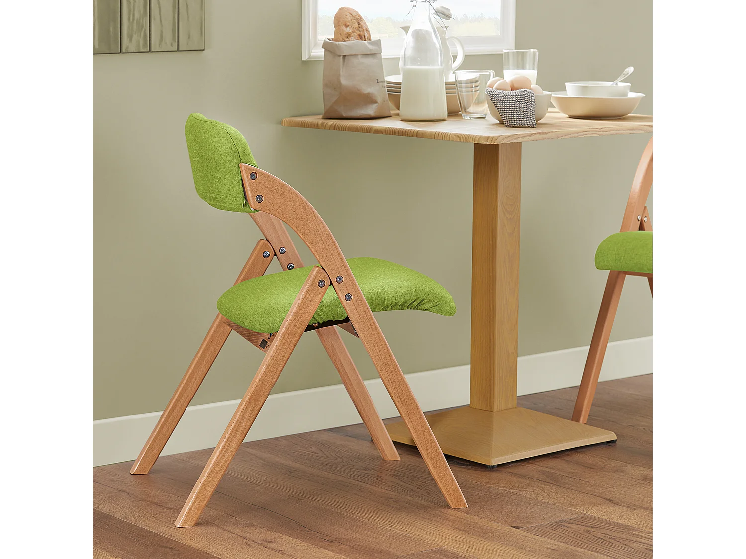 SoBuy FST92-GR Chaise Pliante en Bois avec Assise et Dossier Rembourrés Fauteuil Chaise pour Cuisine, Bureau