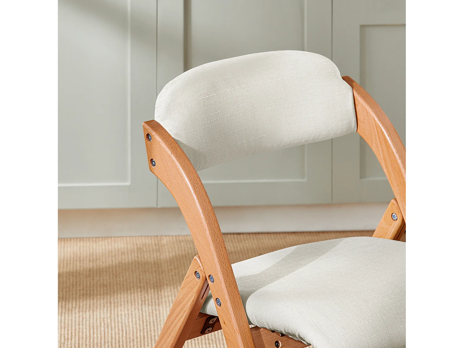 SoBuy Houten klapstoel met comfortabele gevoerde zitting en rugleuning Fauteuilstoel voor keuken, kantoor, eetkamer, enz. 47 x 60 x 77 cm, FST92-W