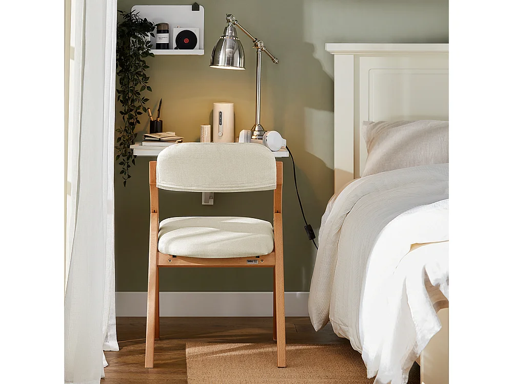 SoBuy Houten klapstoel met comfortabele gevoerde zitting en rugleuning Fauteuilstoel voor keuken, kantoor, eetkamer, enz. 47 x 60 x 77 cm, FST92-W