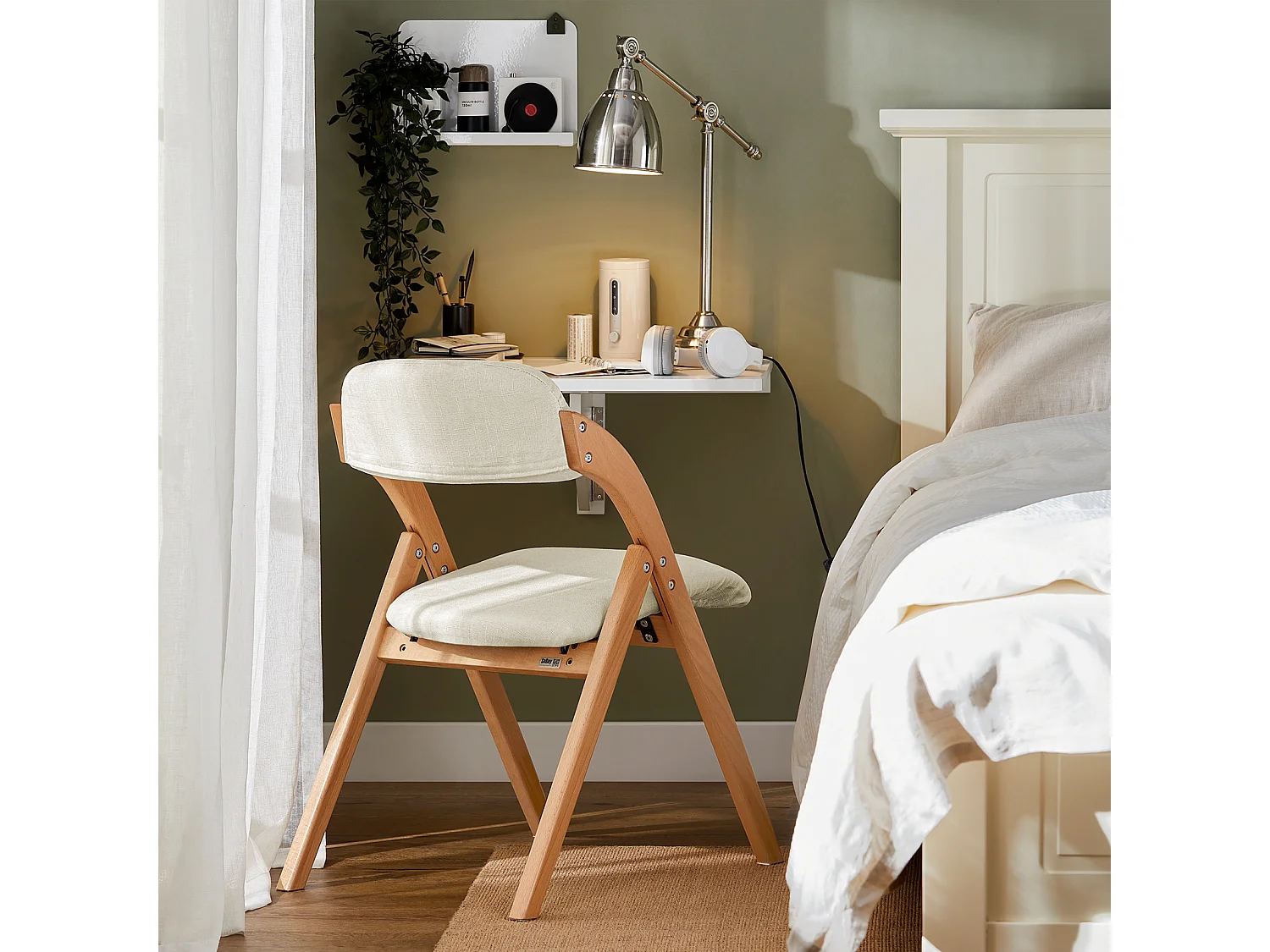 SoBuy Chaise Pliante en Bois avec Assise et Dossier Rembourrés Confortable Fauteuil Chaise pour Cuisine, Bureau, Salle à Manger, etc. 47 x 60 x 77 cm, FST92-W