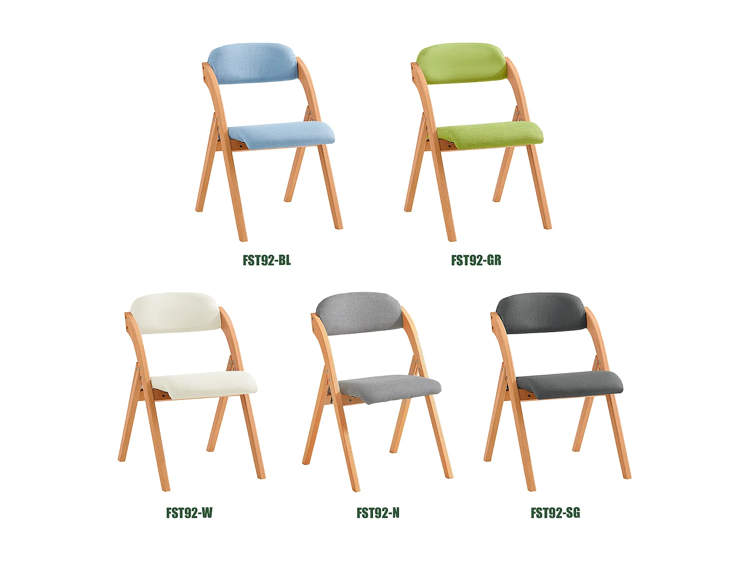 SoBuy FST92-BL Chaise Pliante en Bois avec Assise et Dossier Rembourrés Fauteuil Chaise pour Cuisine, Bureau