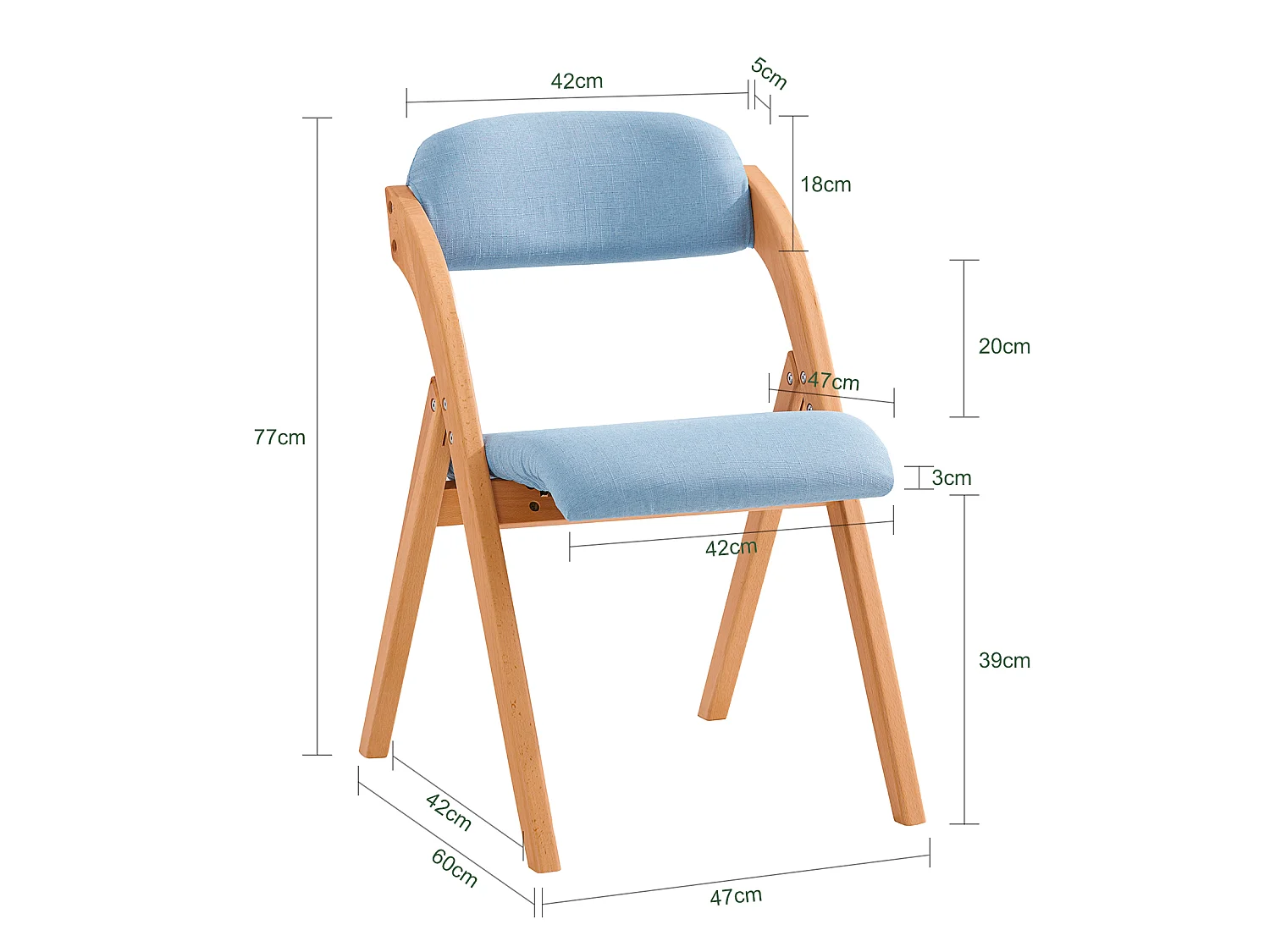 Klappstuhl FST92-BL 47 x 93 x 8 cm Blau
