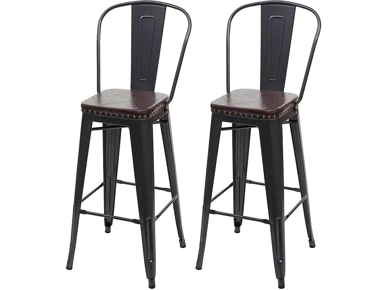 2x tabourets de bar métal marron 43 x 46 x 115 cm TDB04051