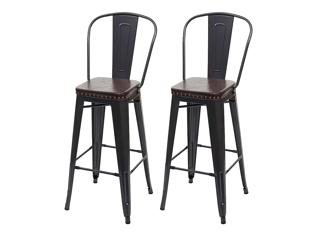 2x tabourets de bar métal marron 43 x 46 x 115 cm TDB04051
