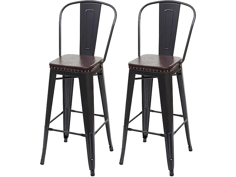 2x tabourets de bar métal marron 43 x 46 x 115 cm TDB04051