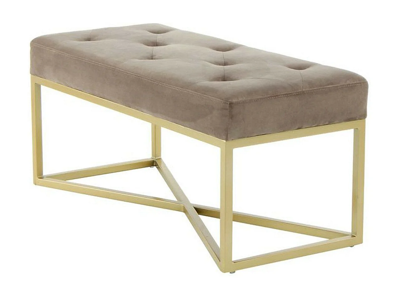 Banc Design Velours "Cameron" 90cm Taupe & Or