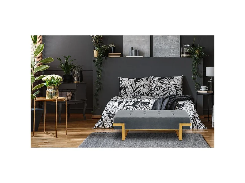 Banquette Design en Velours "Zongo" 140cm Argent