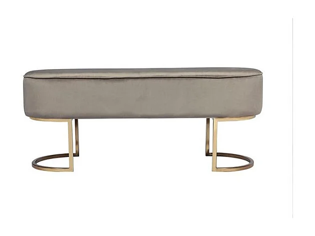 Banc Design en Velours "Athea" 105cm Taupe & Or