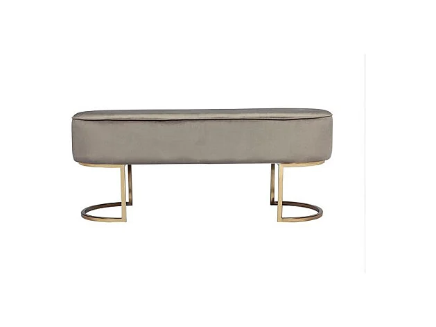 Banc Design en Velours "Athea" 105cm Taupe & Or