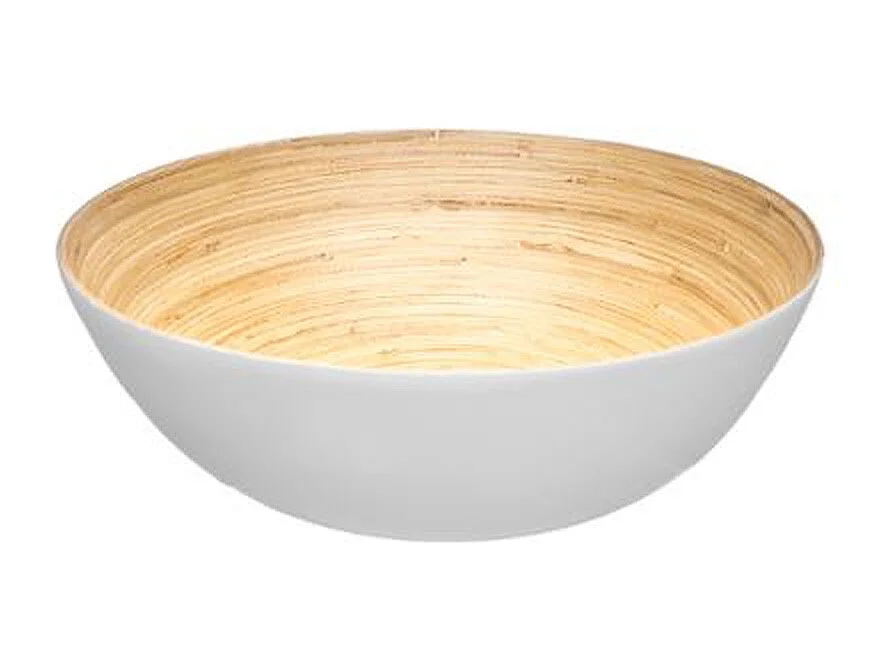 Saladier en Bambou Laqué "Bicolore" 30cm Blanc