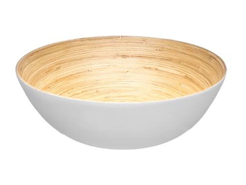 Saladier en Bambou Laqué "Bicolore" 30cm Blanc