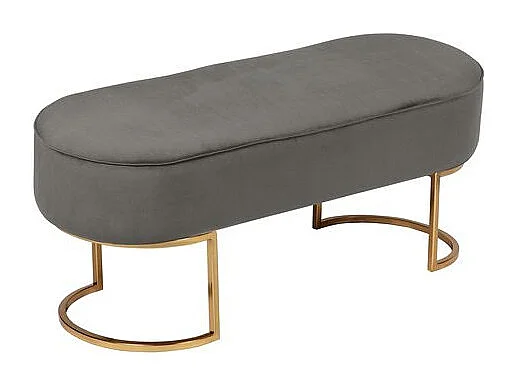 Banc Design en Velours "Athea" 105cm Gris & Or