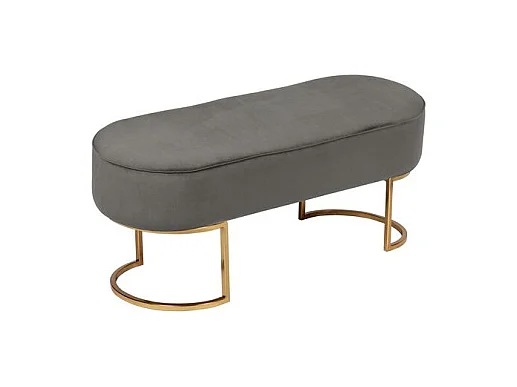 Banc Design en Velours "Athea" 105cm Gris & Or