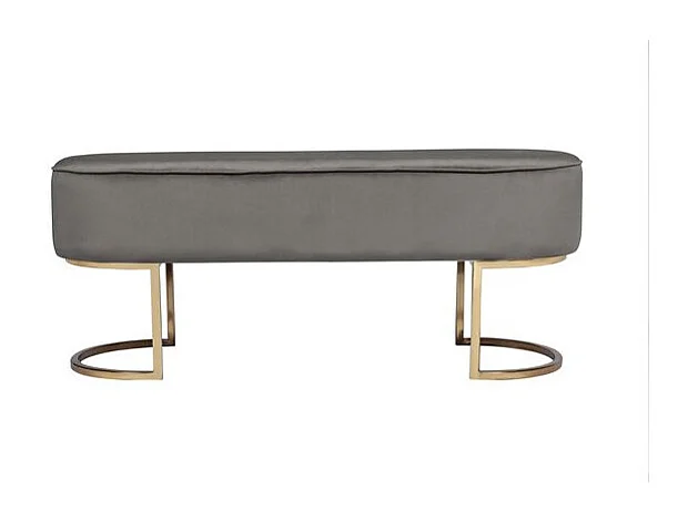 Banc Design en Velours "Athea" 105cm Gris & Or