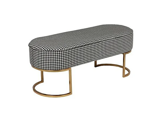 Banc Design en Velours "Athea" 105cm Noir & Blanc
