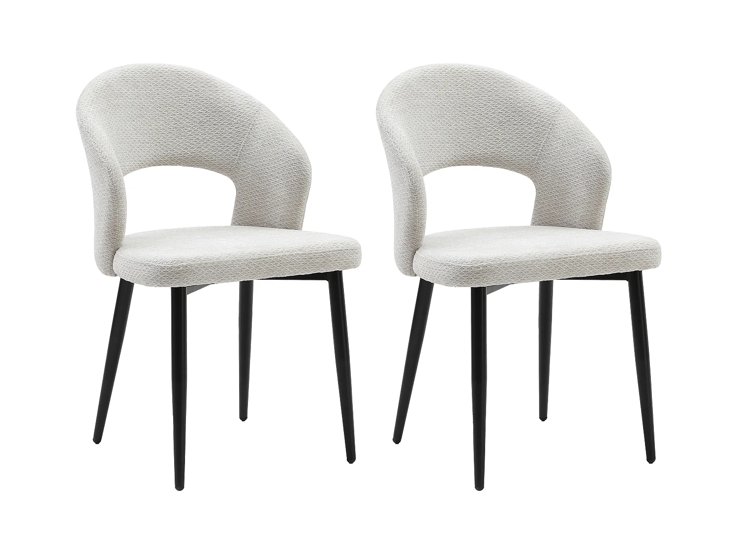 Set med 2 stolar i tyg och svart metall - Grå - NIYAMA