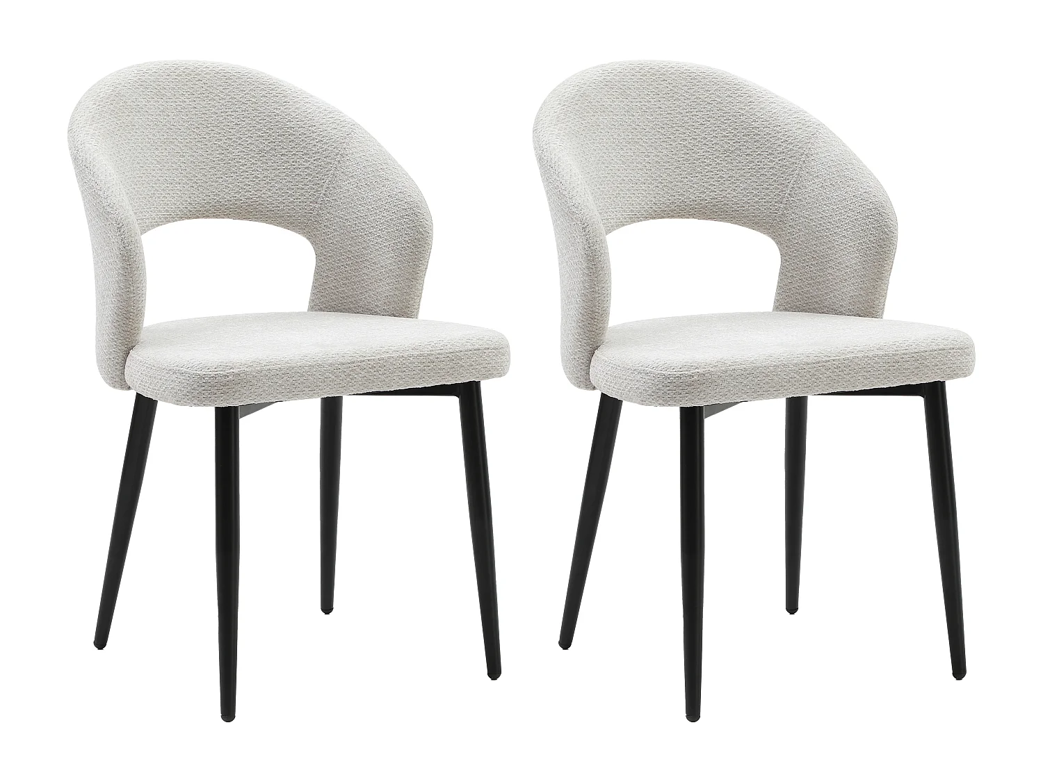 Lot de 2 chaises en tissu et métal noir - Gris - NIYAMA