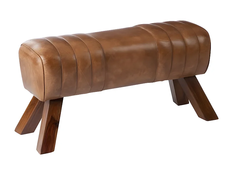 Banc Déco "Gymnastique" 91cm Cognac