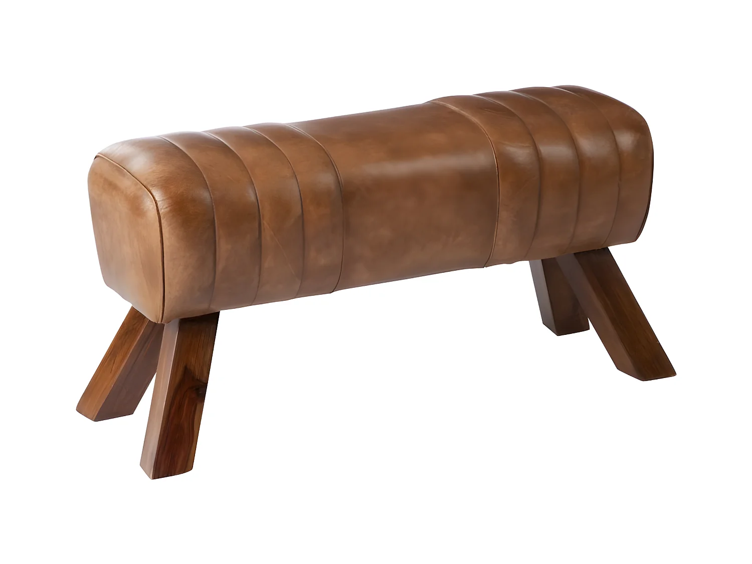 Banc Déco "Gymnastique" 91cm Cognac