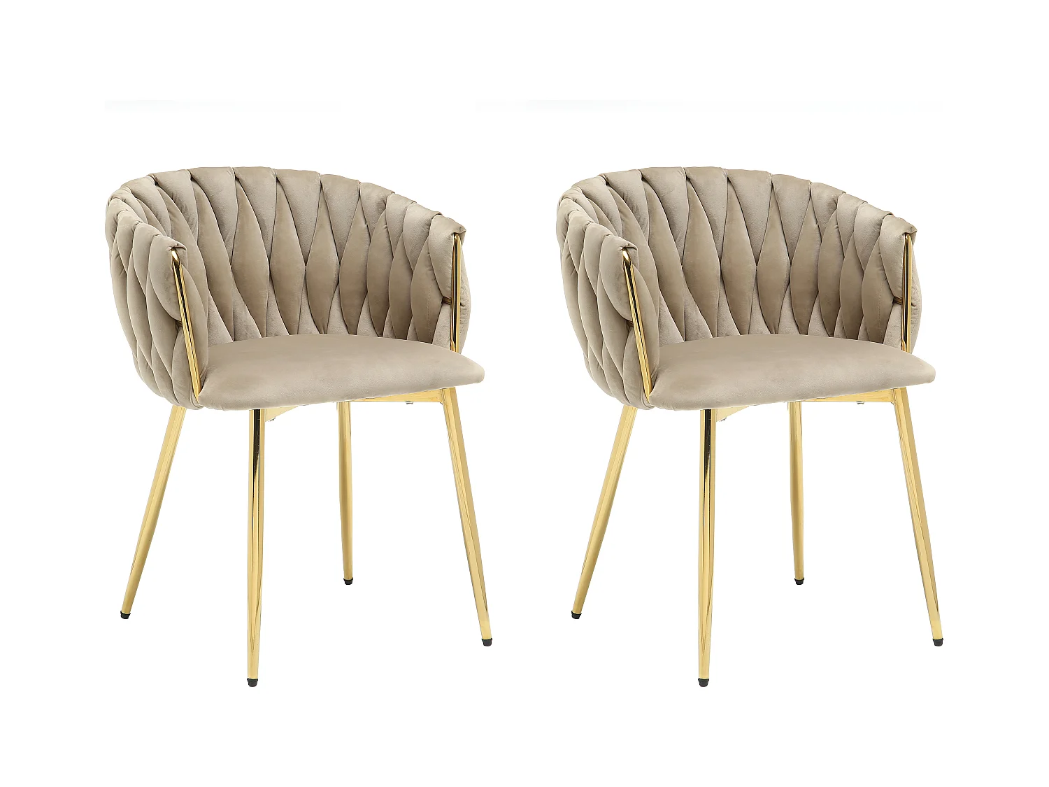 Conjunto de 2 sillas de terciopelo y metal dorado - Beige - ELEGANO