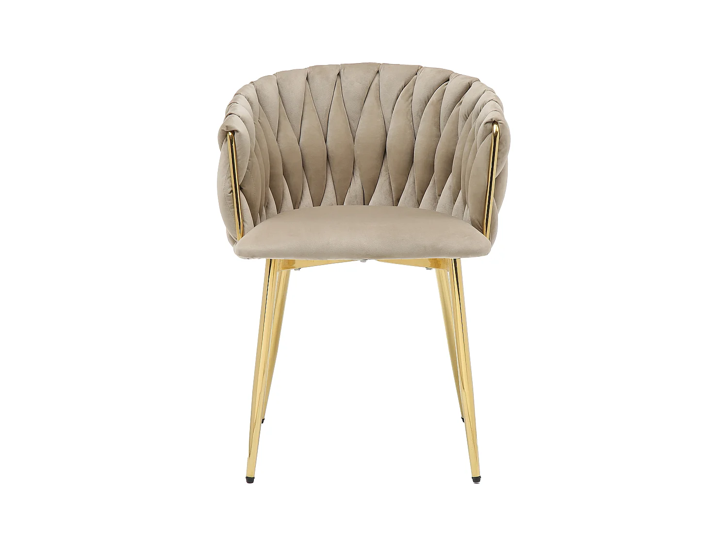 Conjunto de 2 sillas de terciopelo y metal dorado - Beige - ELEGANO