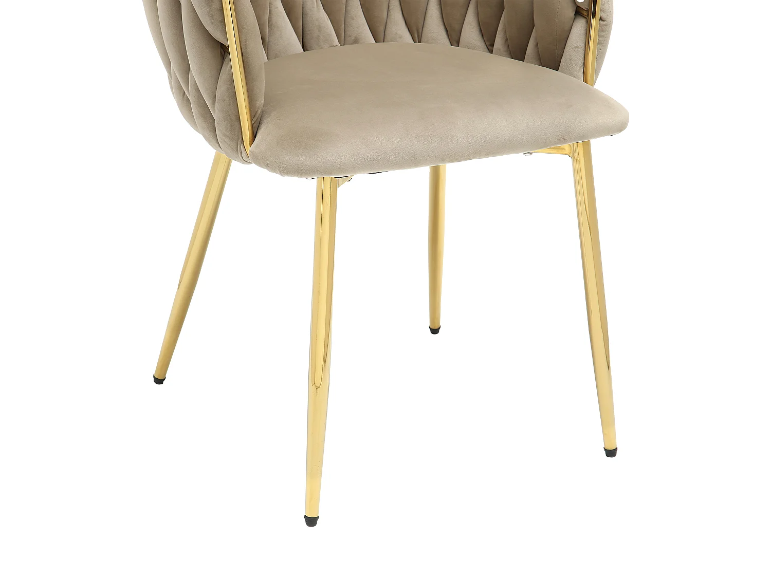 Lot de 2 chaises en velours et métal doré - Beige - ELEGANO