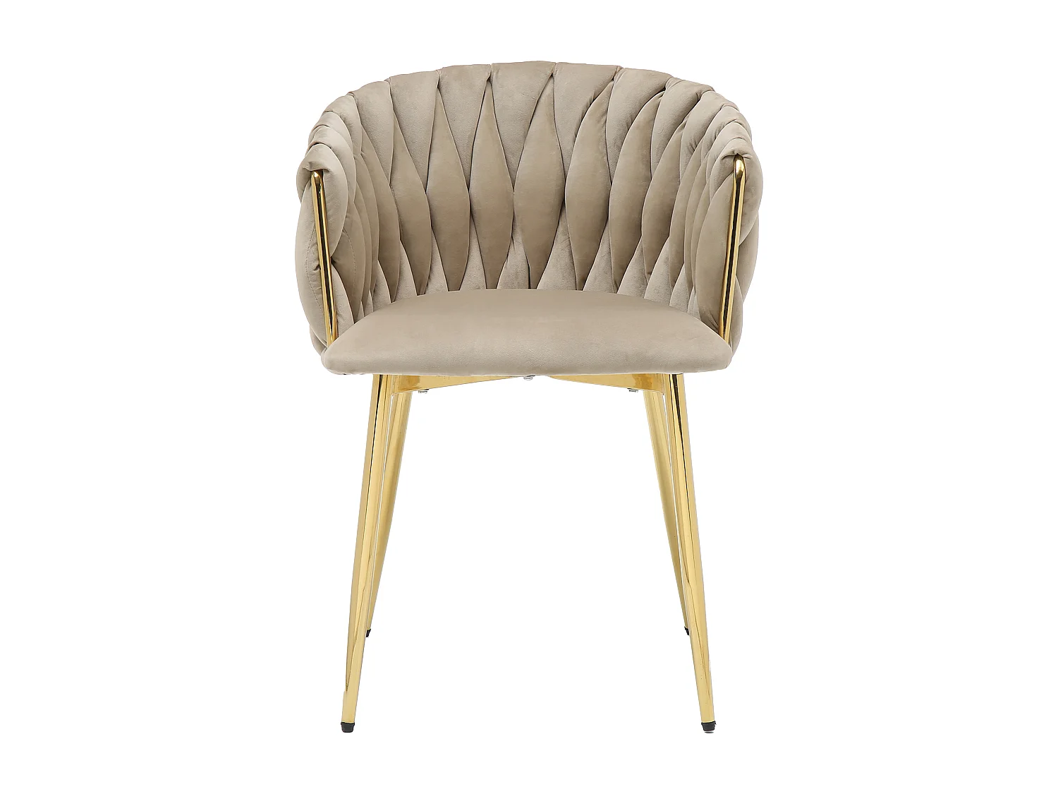 Lot de 2 chaises en velours et métal doré - Beige - ELEGANO