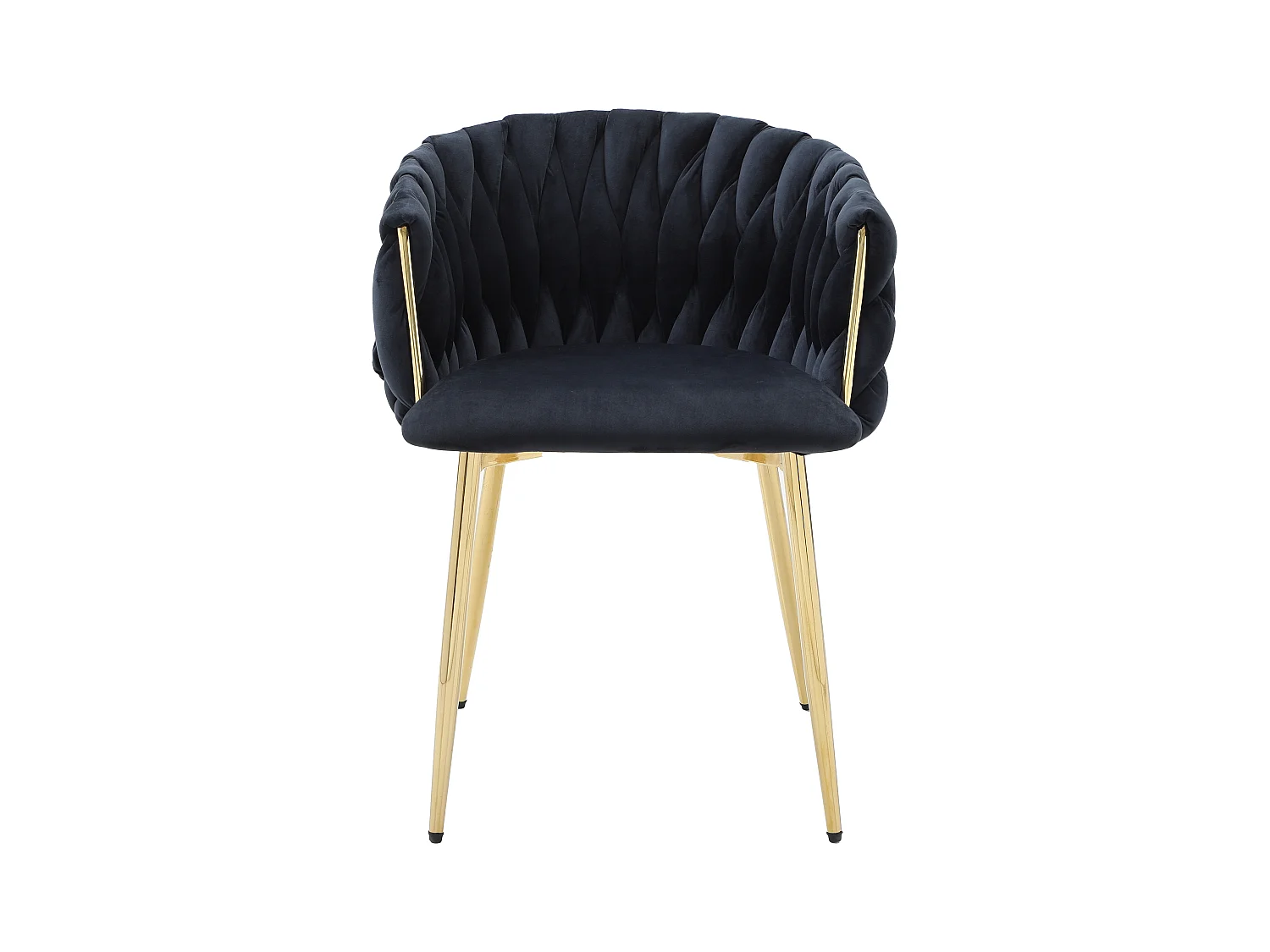 Pack de 2 sillas con reposabrazos de terciopelo y metal dorado - Negro - ELEGANO