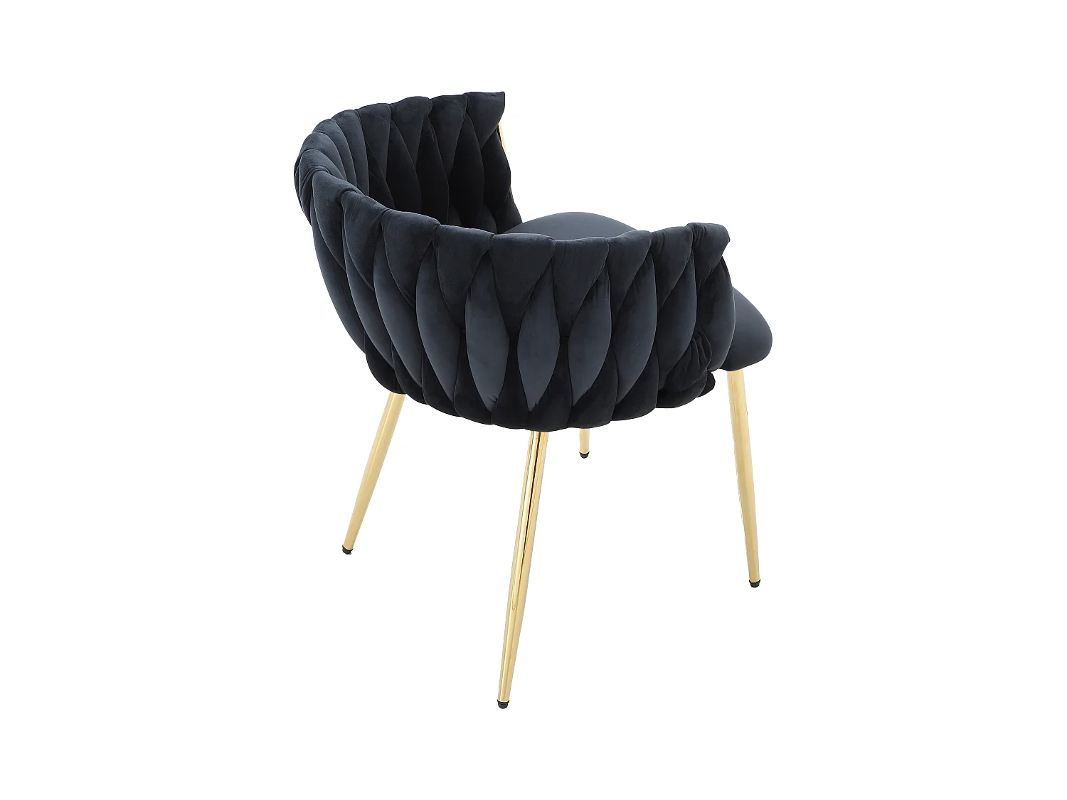 Pack de 2 sillas con reposabrazos de terciopelo y metal dorado - Negro - ELEGANO