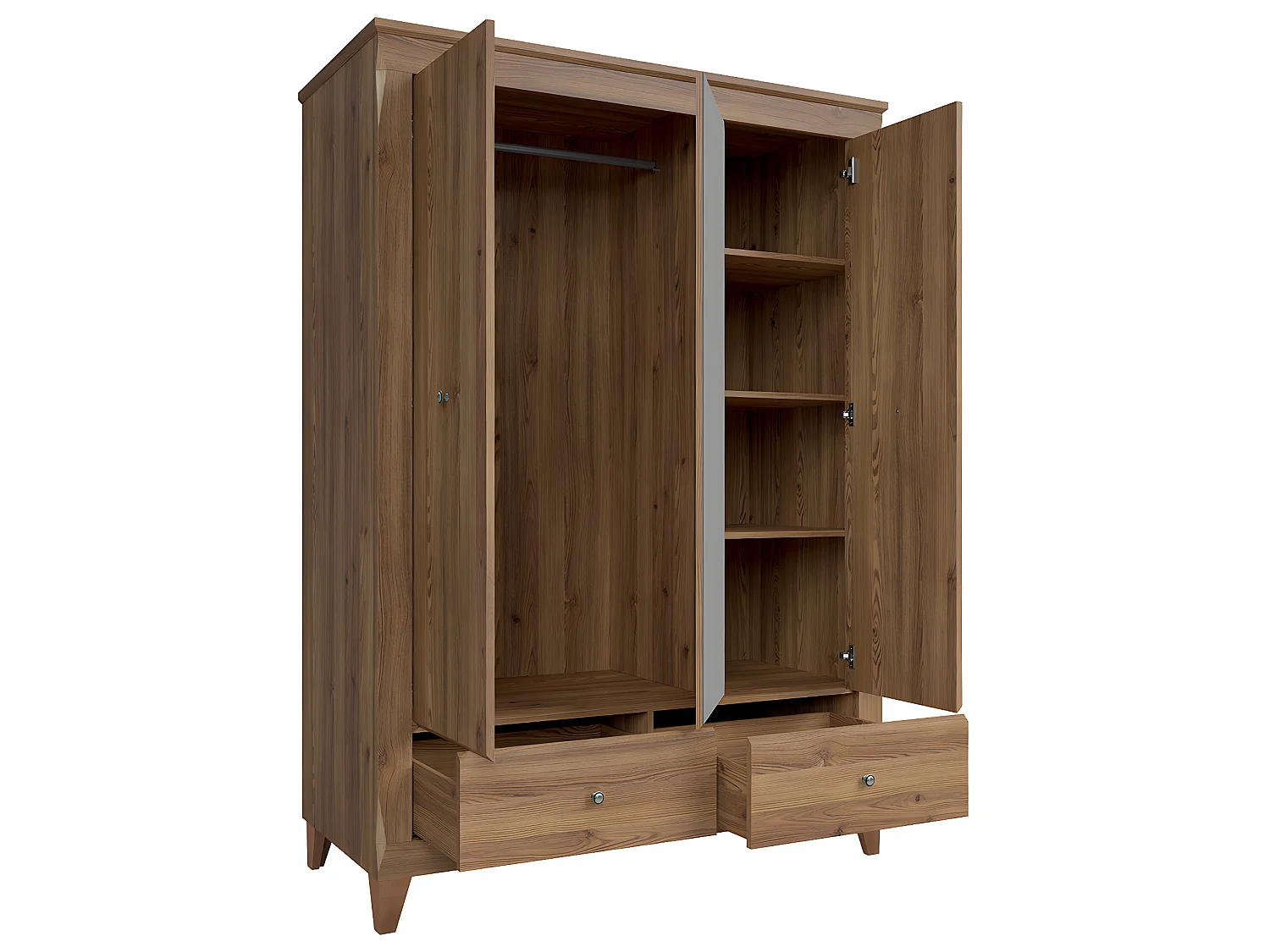 Armoire 3 portes 2 tiroirs Raya Bois