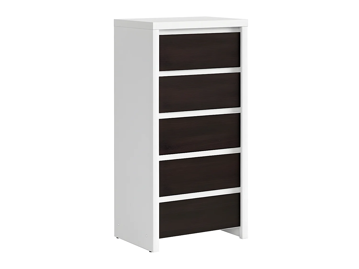 Chiffonnier 5 tiroirs Soren Blanc et Bois Wengé