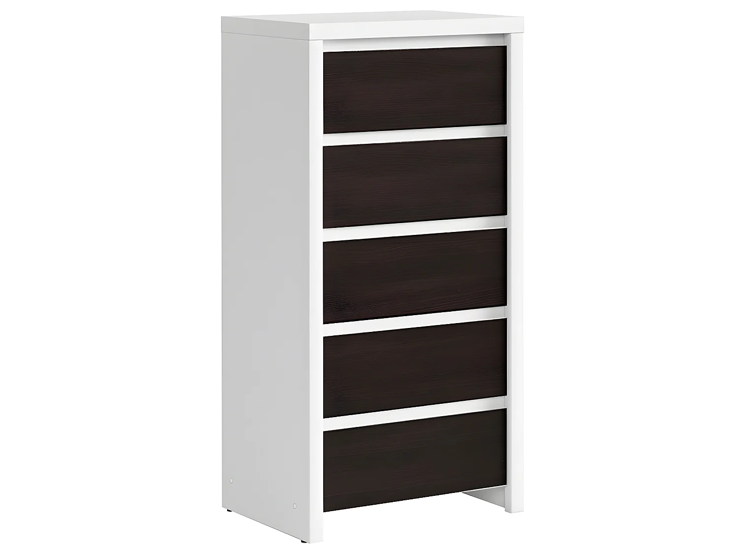 Chiffonnier 5 tiroirs Soren Blanc et Bois Wengé