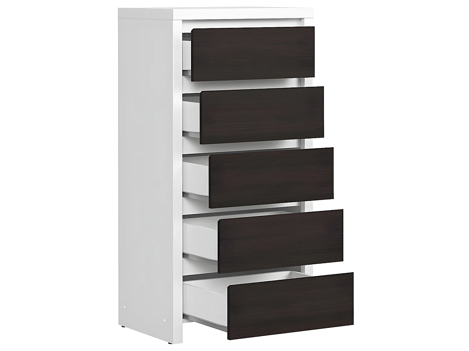 Chiffonnier 5 tiroirs Soren Blanc et Bois Wengé